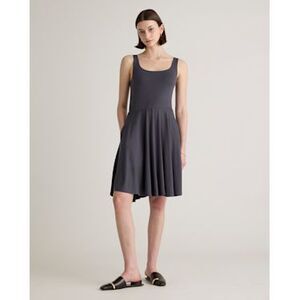 Quince Women Tencel Jersey Fit & Flare Mini Dress Carbon Gray Basic Sleeved S